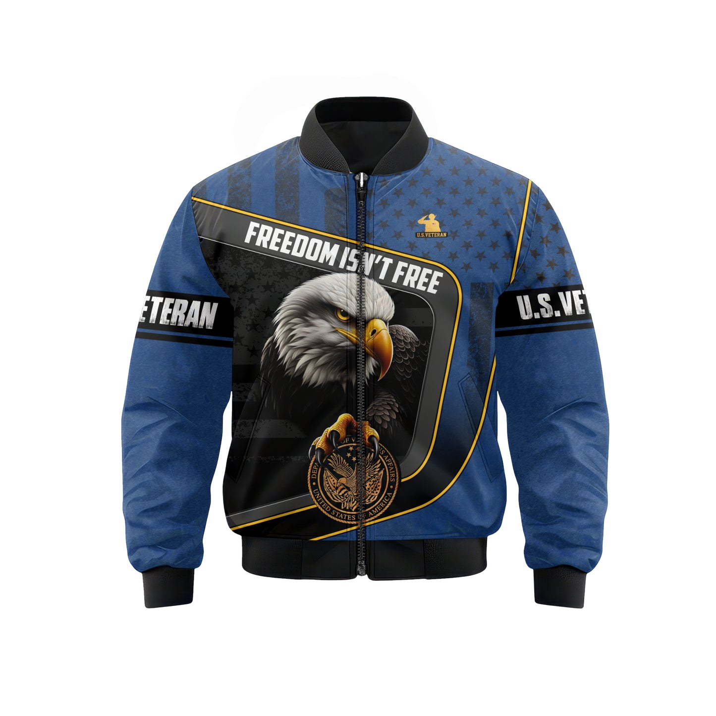 U.S. Veteran Hoodie – Freedom Isn’t Free, Bald Eagle and Military Seal Patriotic Zip Up