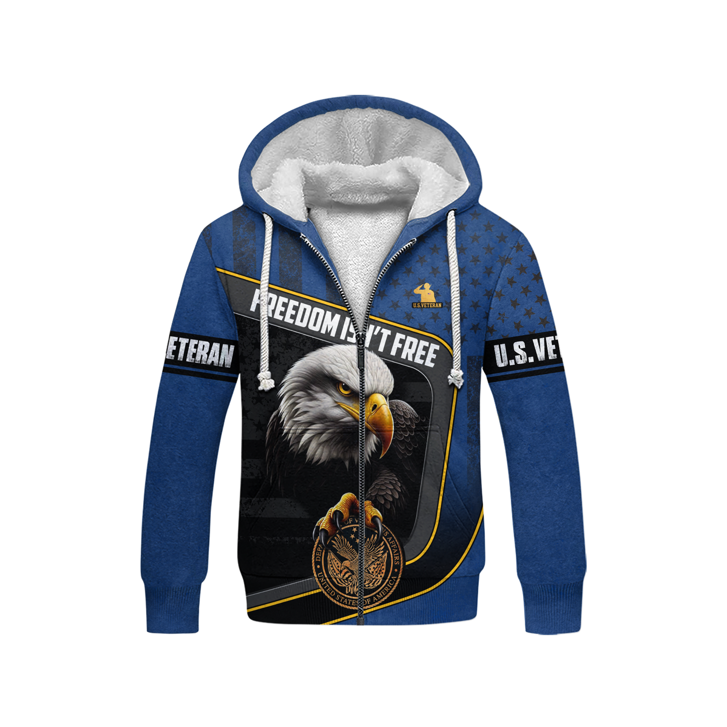 U.S. Veteran Hoodie – Freedom Isn’t Free, Bald Eagle and Military Seal Patriotic Zip Up