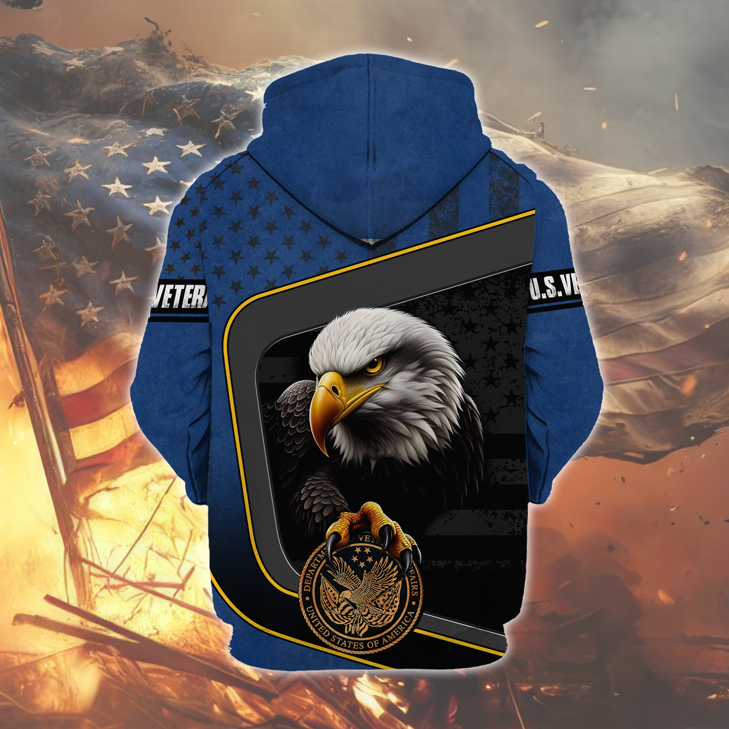 U.S. Veteran Hoodie – Freedom Isn’t Free, Bald Eagle and Military Seal Patriotic Zip Up