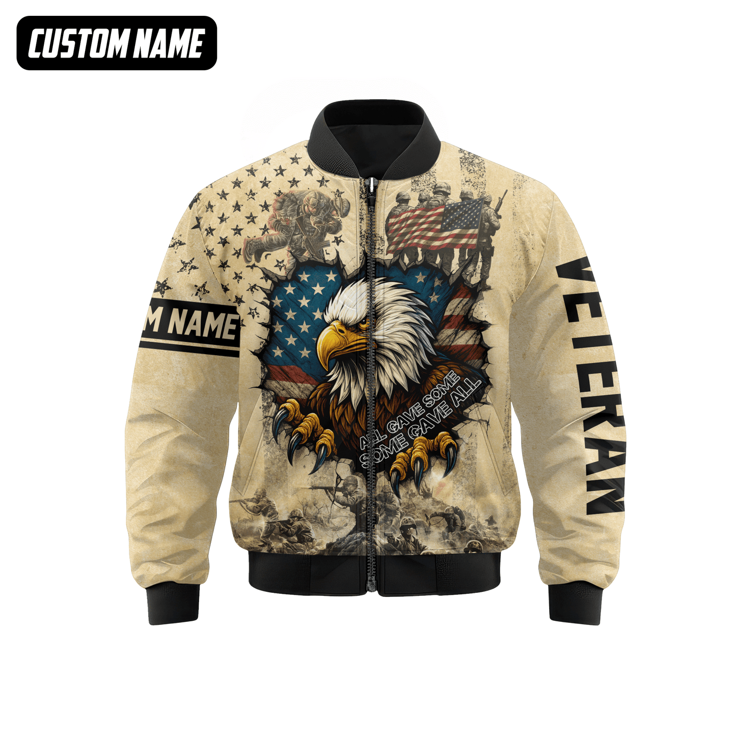 U.S. Veteran Hoodie – All Gave Some Some Gave All, Eagle with American Flag Zip Up