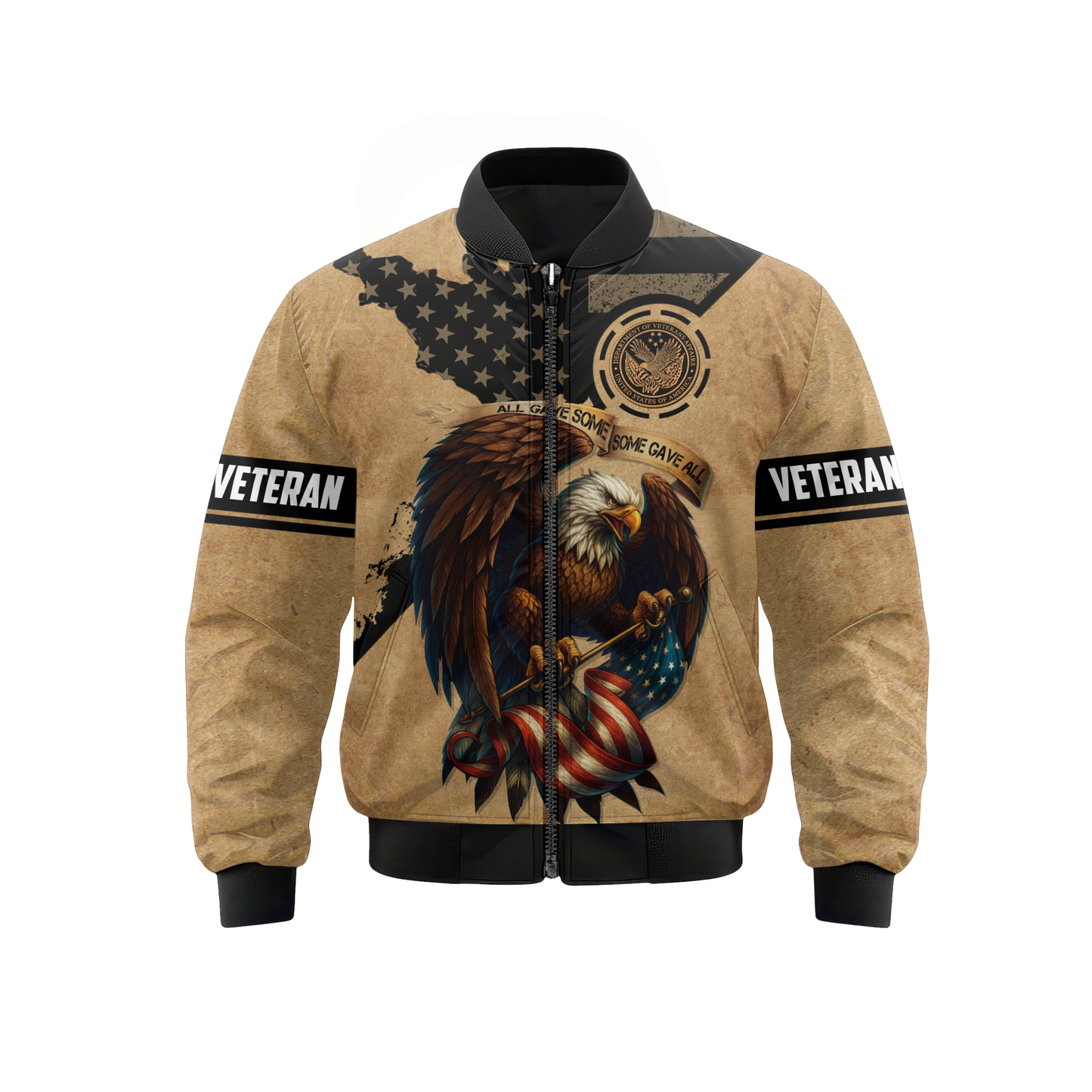 U.S. Veteran Eagle Hoodie – All Gave Some Some Gave All, Patriotic American Flag Zip Up