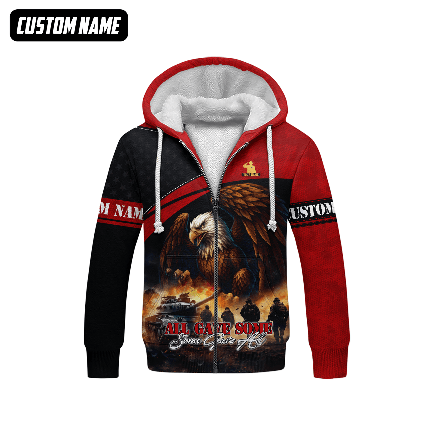 U.S. Veteran Hoodie – All Gave Some Some Gave All, Bald Eagle and Battlefield Zip Up