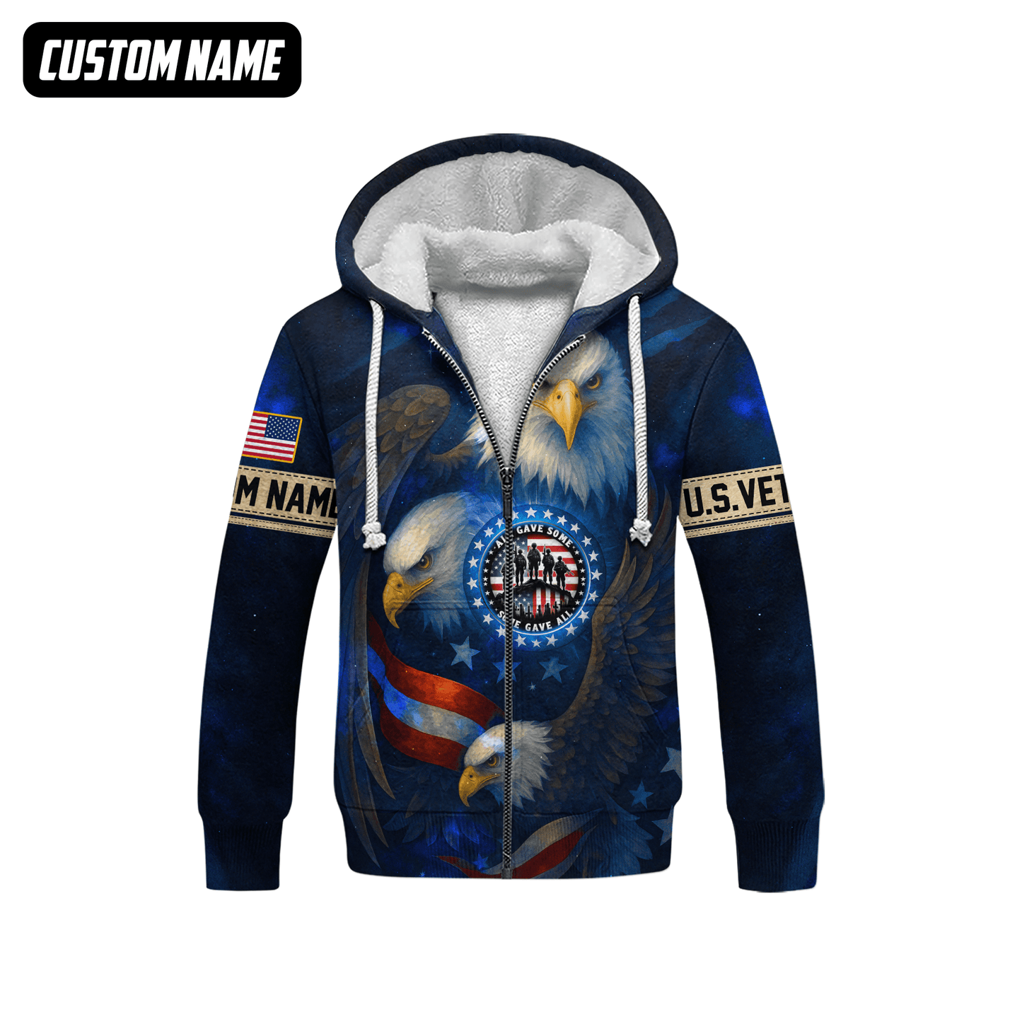 U.S. Veteran Hoodie – All Gave Some Some Gave All, Patriotic Eagle and Flag Design