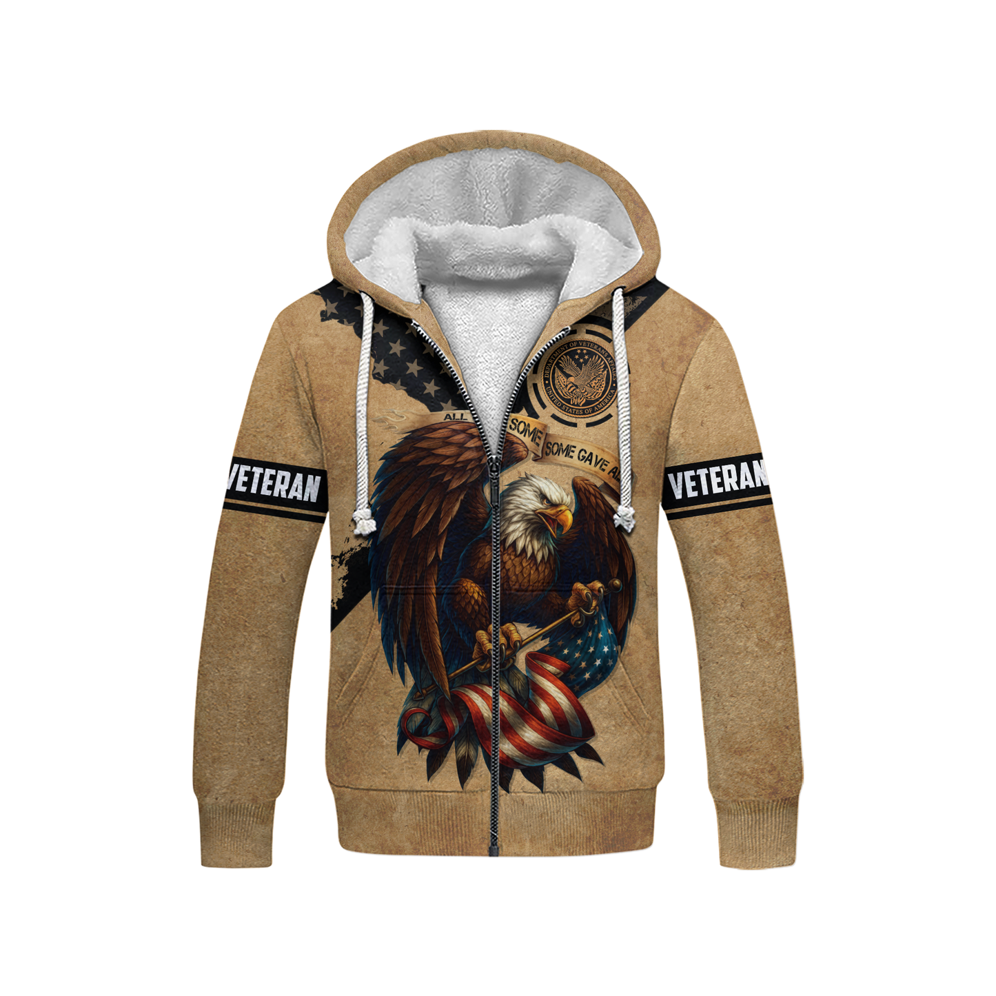 U.S. Veteran Eagle Hoodie – All Gave Some Some Gave All, Patriotic American Flag Zip Up