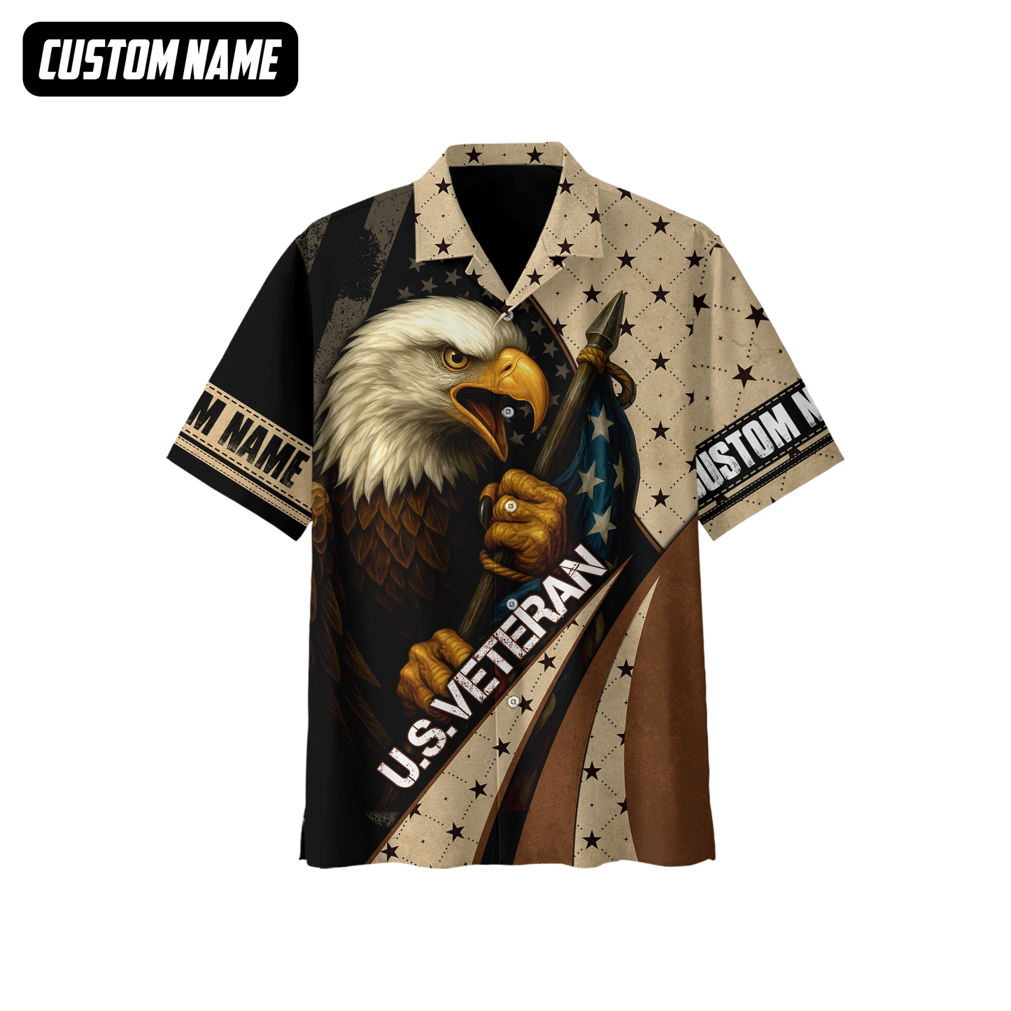Personalized U.S. Veteran Hoodie – Bald Eagle and American Flag, Patriotic Zip Up Gift
