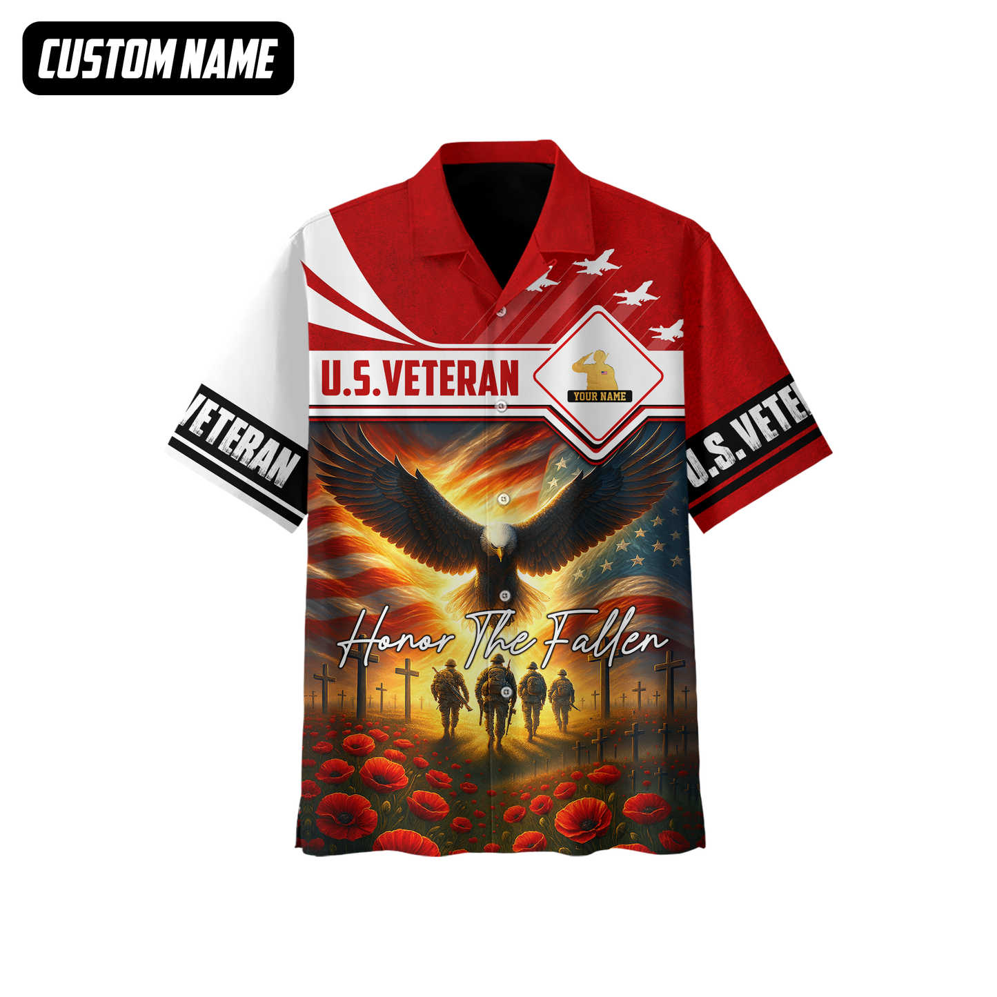 U.S. Veteran Hoodie – Honor The Fallen, Eagle and Soldiers Memorial Zip Up