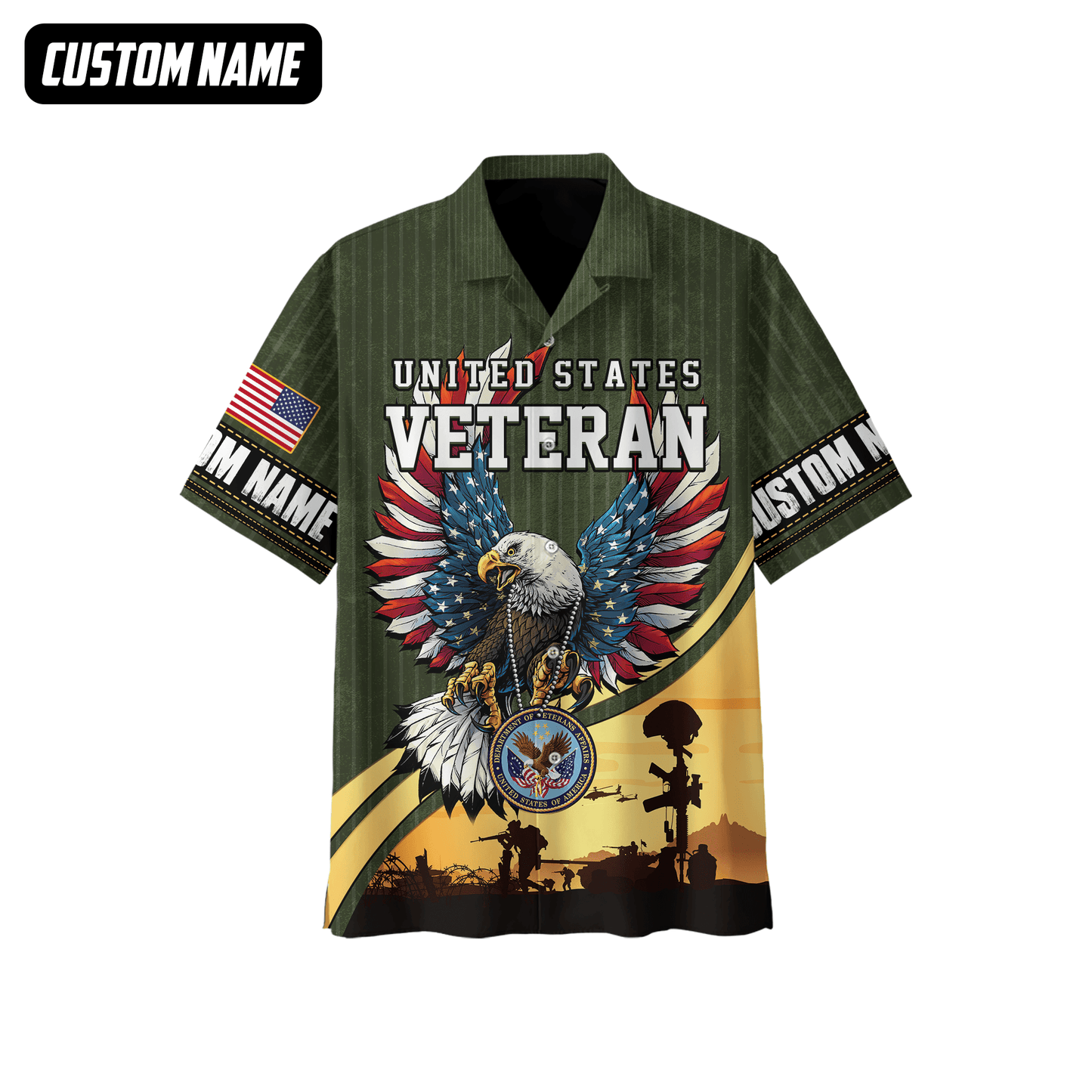 U.S. Veteran Hoodie – Bald Eagle with American Flag Wings, Military Seal Zip Up