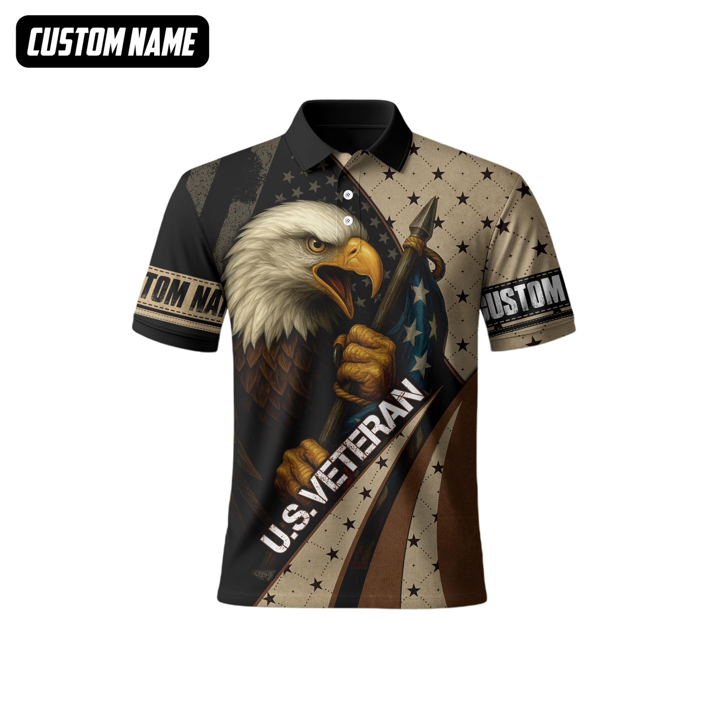 Personalized U.S. Veteran Hoodie – Bald Eagle and American Flag, Patriotic Zip Up Gift