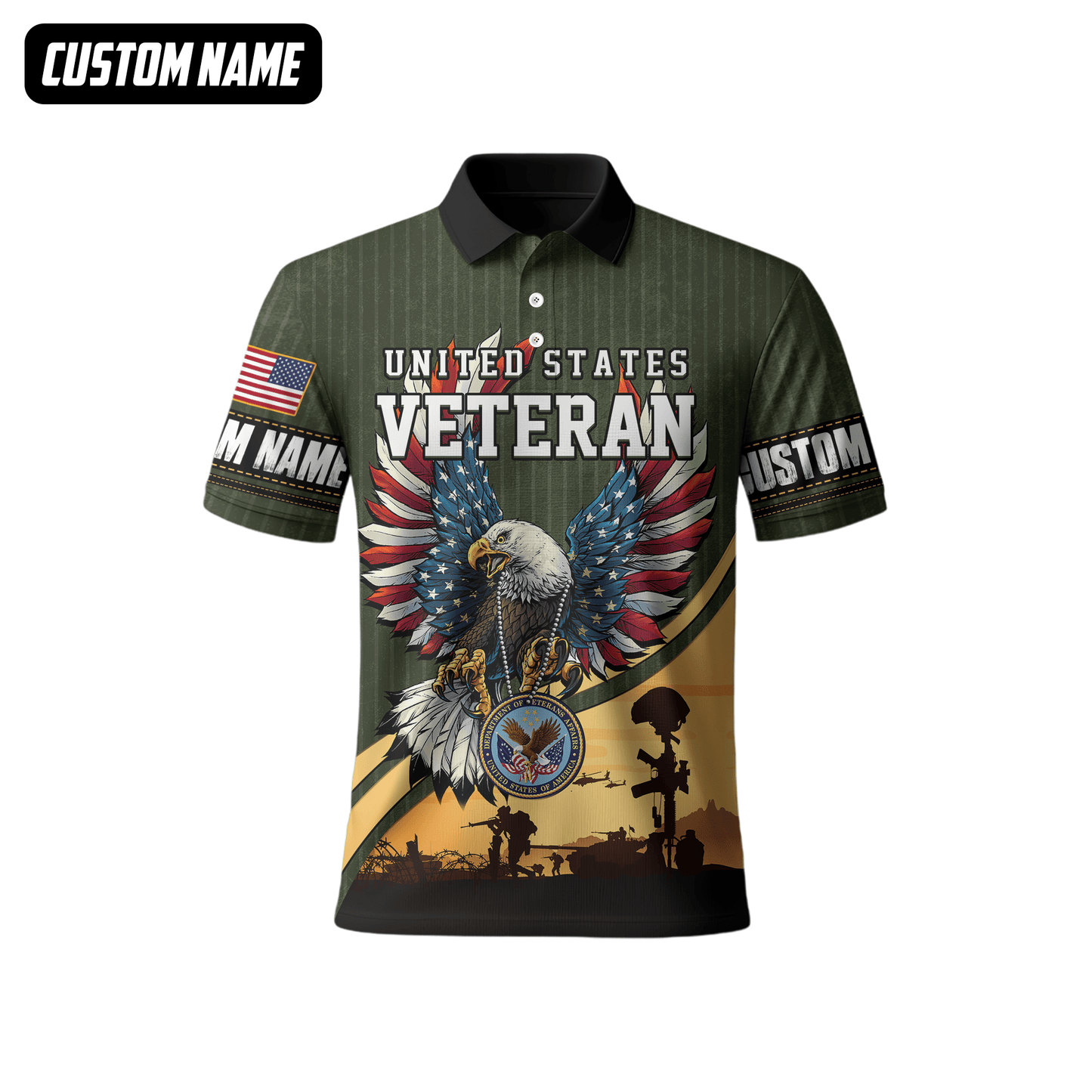 U.S. Veteran Hoodie – Bald Eagle with American Flag Wings, Military Seal Zip Up