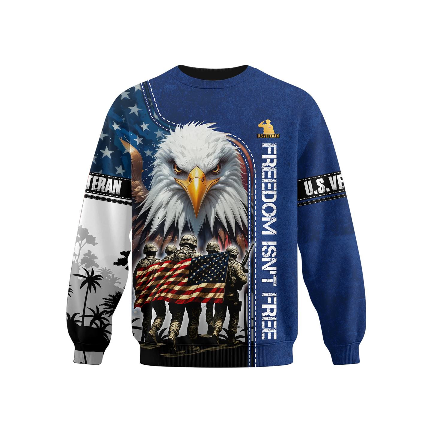 U.S. Veteran Hoodie – Freedom Isn’t Free, American Flag Eagle Design, Patriotic Zip Up