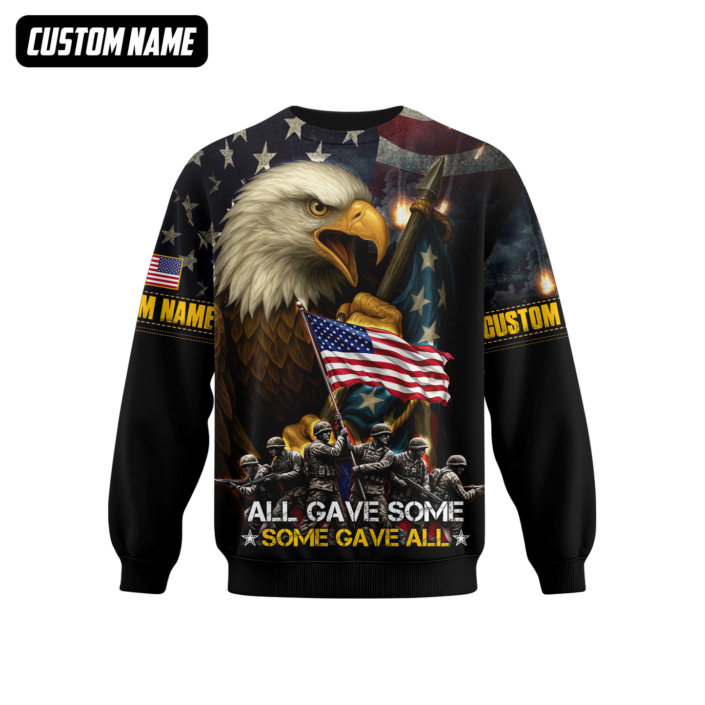 U.S. Veteran Hoodie – All Gave Some Some Gave All, Eagle Holding American Flag Zip Up