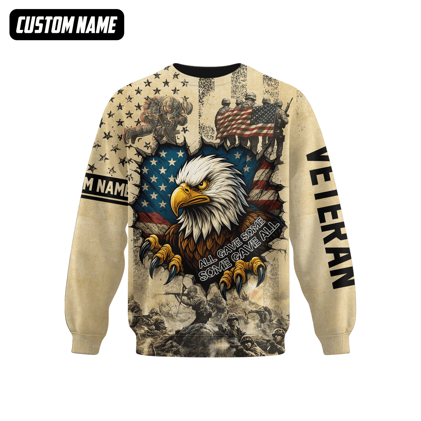 U.S. Veteran Hoodie – All Gave Some Some Gave All, Eagle with American Flag Zip Up