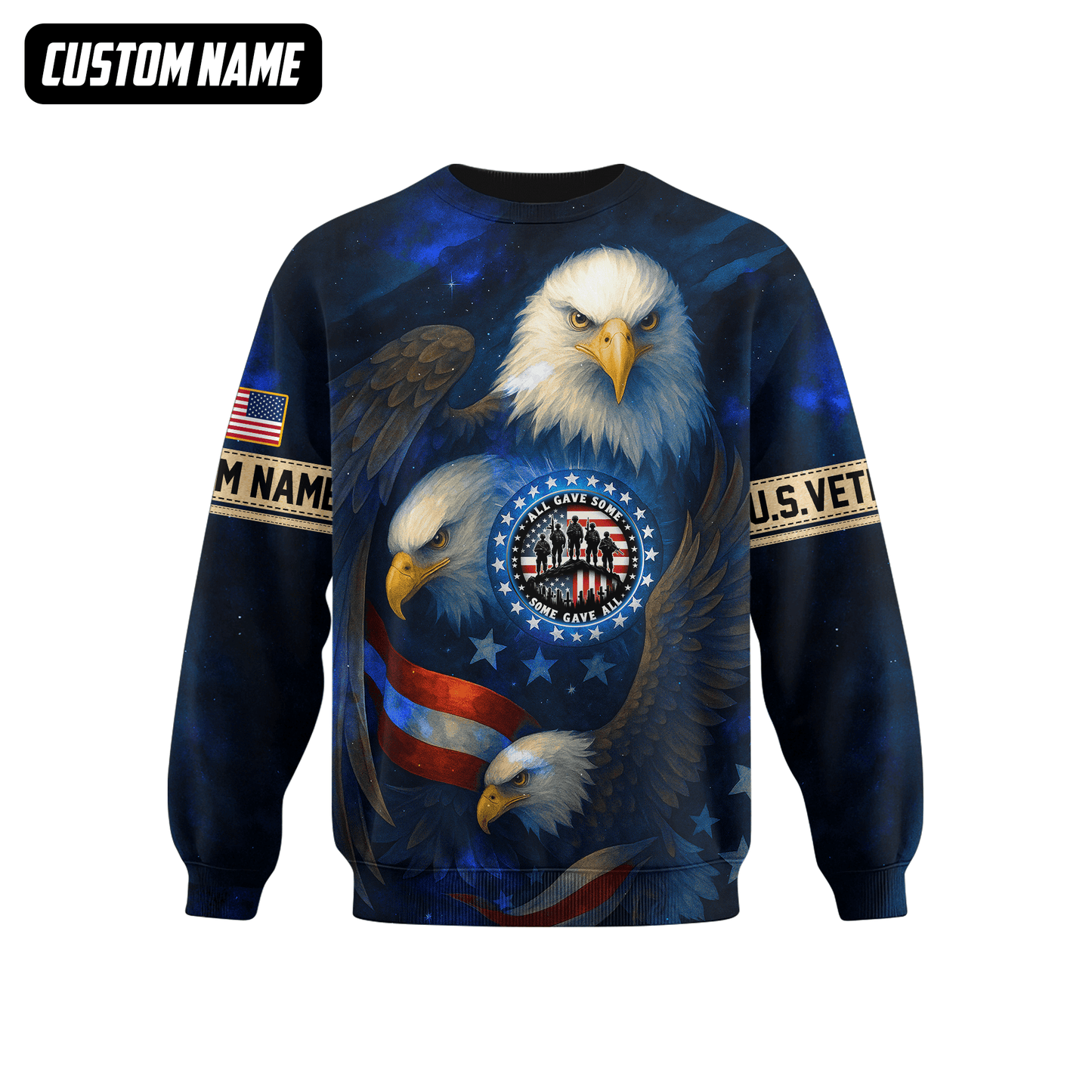 U.S. Veteran Hoodie – All Gave Some Some Gave All, Patriotic Eagle and Flag Design