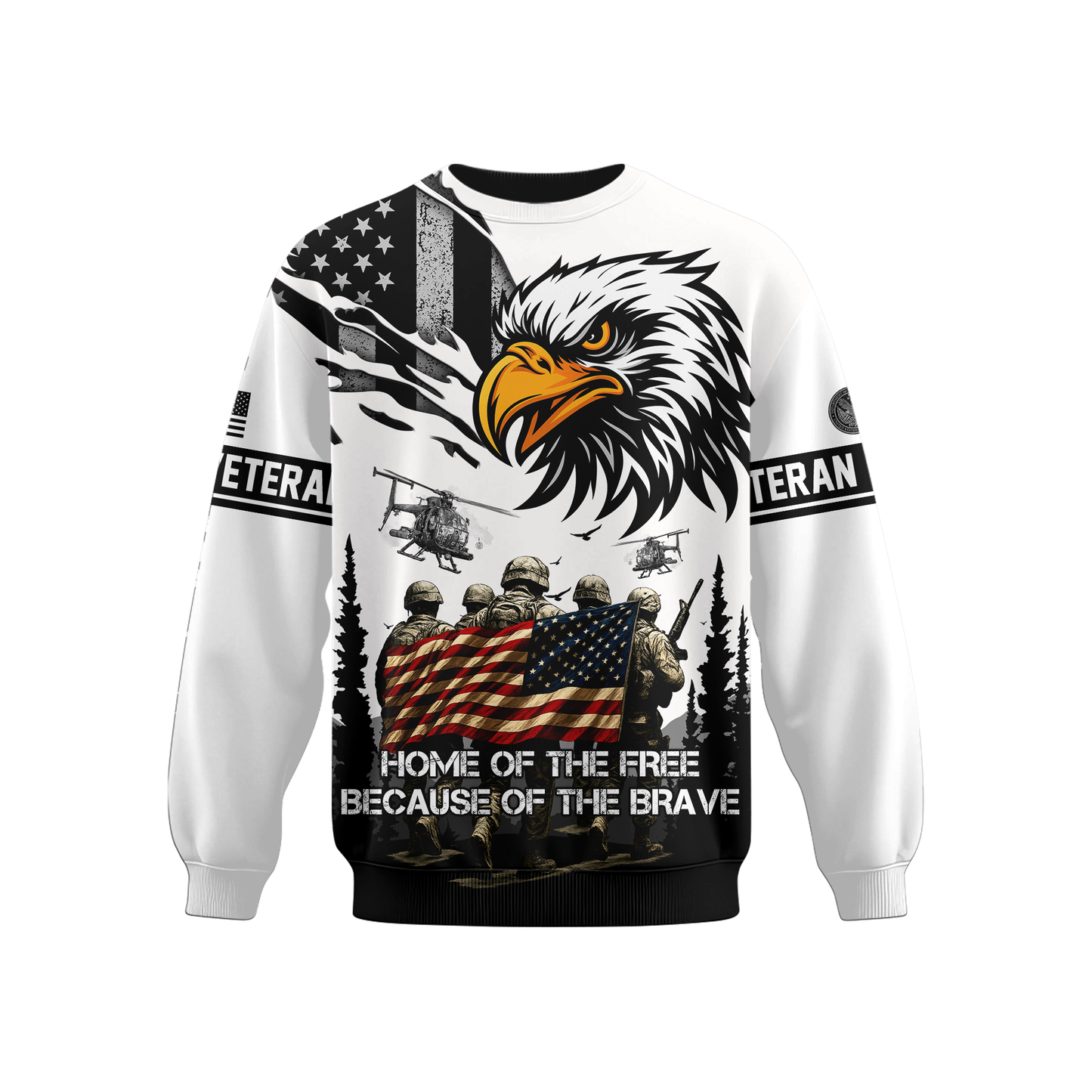 U.S. Veteran Hoodie – Home of the Free Because of the Brave, American Eagle Zip Up