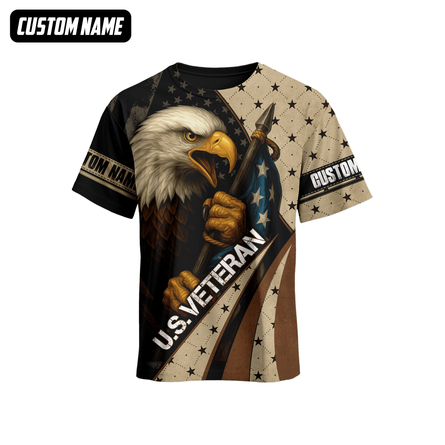 Personalized U.S. Veteran Hoodie – Bald Eagle and American Flag, Patriotic Zip Up Gift