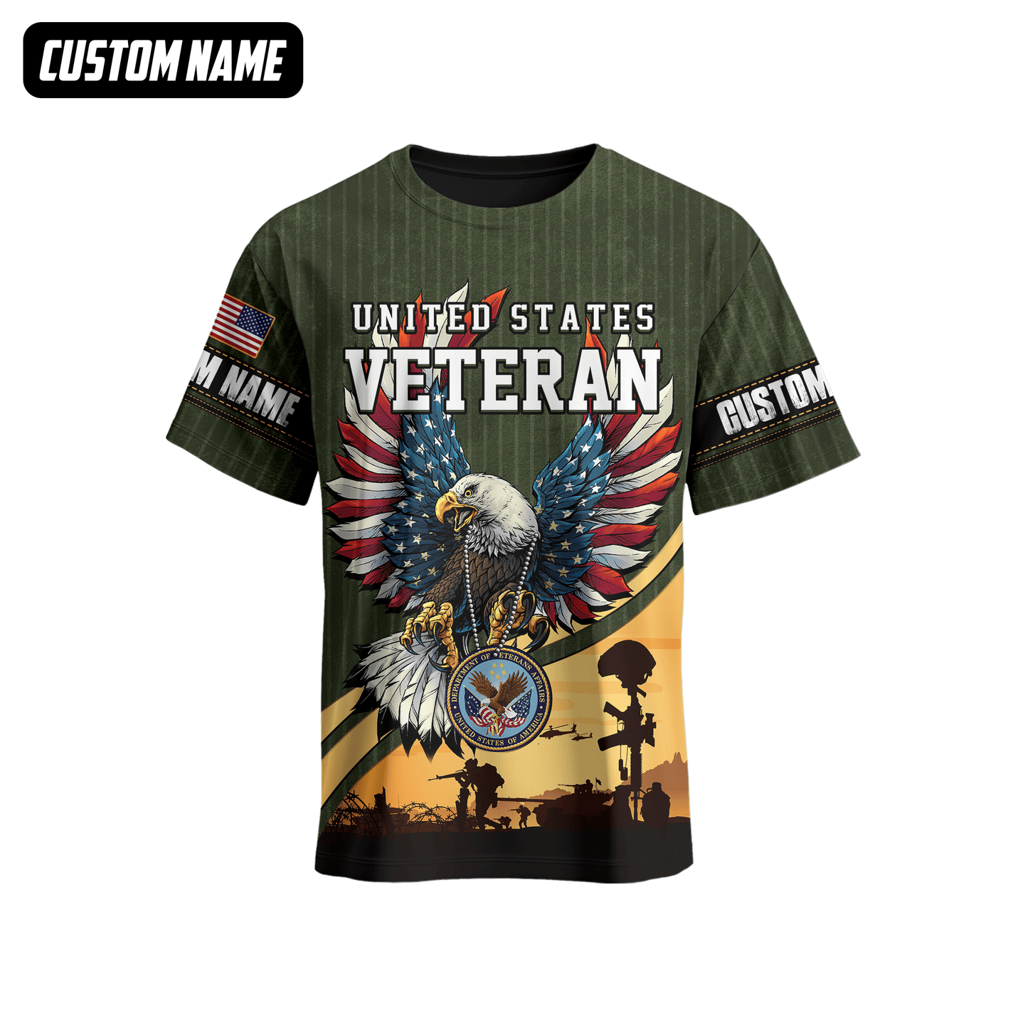 U.S. Veteran Hoodie – Bald Eagle with American Flag Wings, Military Seal Zip Up