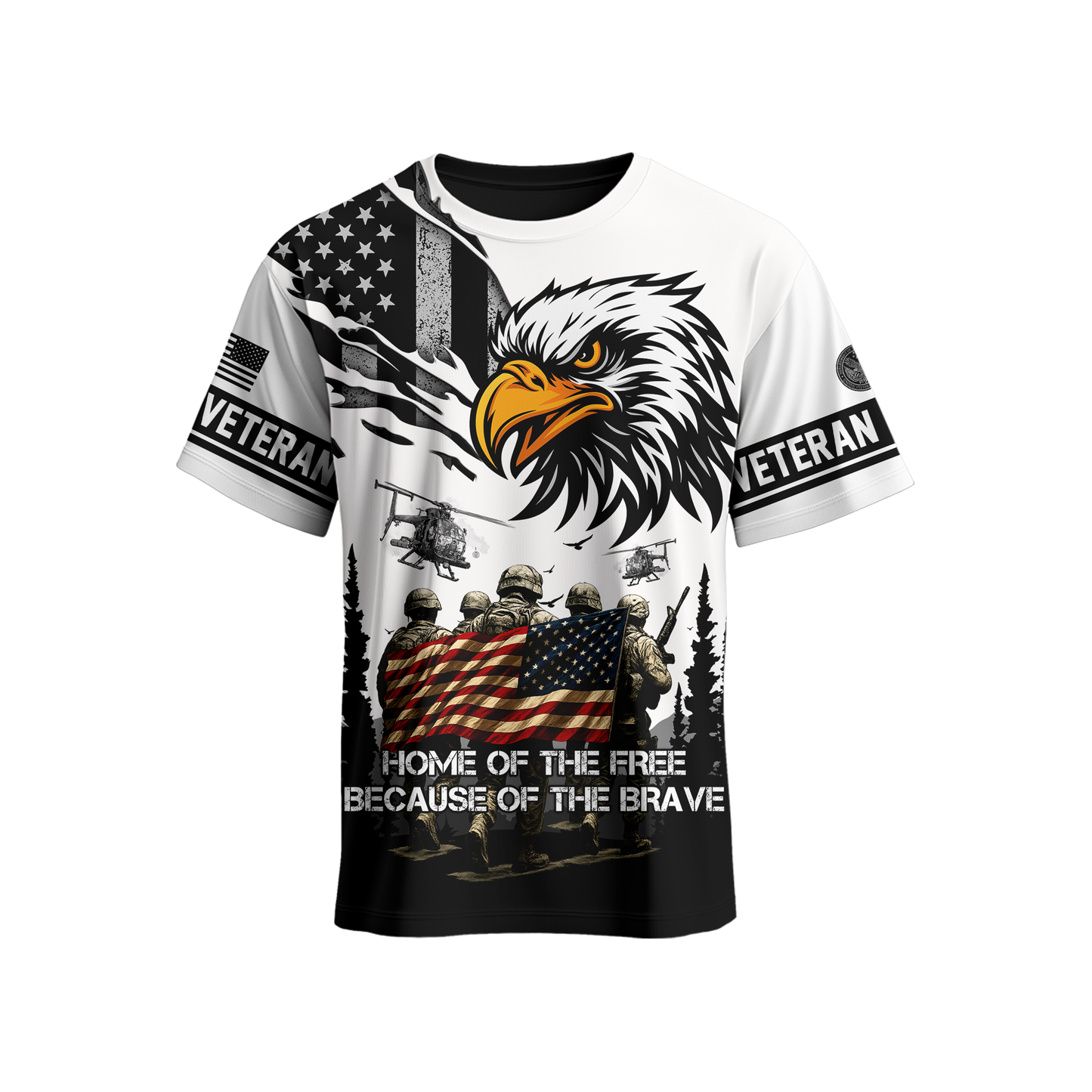 U.S. Veteran Hoodie – Home of the Free Because of the Brave, American Eagle Zip Up