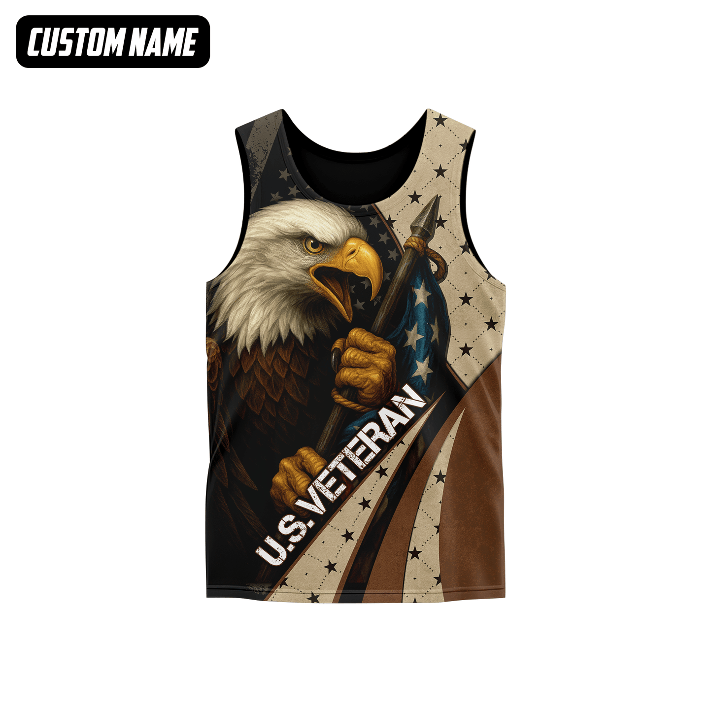 Personalized U.S. Veteran Hoodie – Bald Eagle and American Flag, Patriotic Zip Up Gift