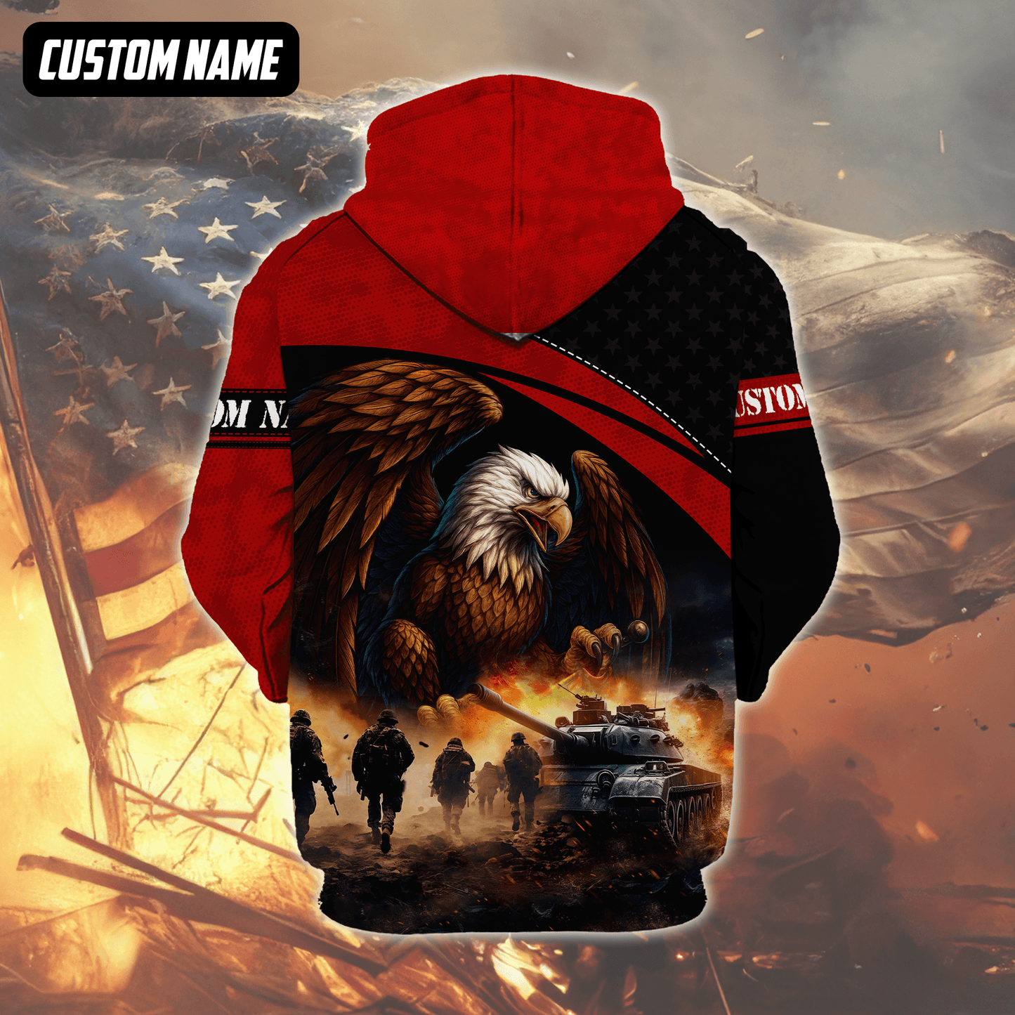 U.S. Veteran Hoodie – All Gave Some Some Gave All, Bald Eagle and Battlefield Zip Up