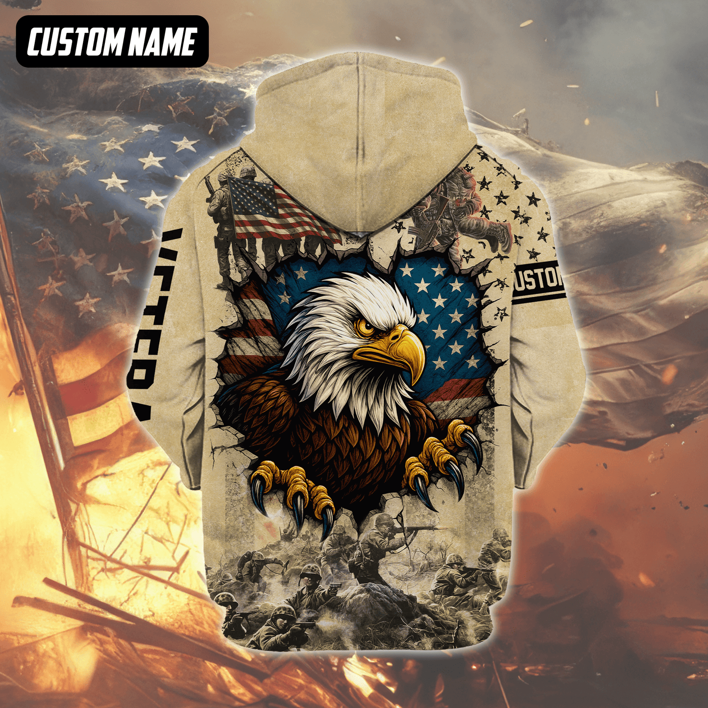 U.S. Veteran Hoodie – All Gave Some Some Gave All, Eagle with American Flag Zip Up