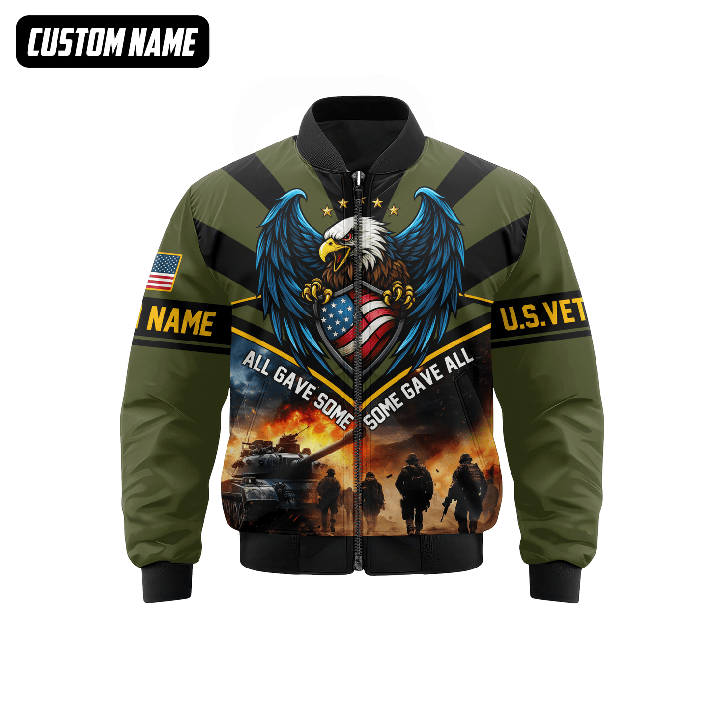 U.S. Veteran Hoodie – All Gave Some Some Gave All, Eagle with Flag Shield Zip Up