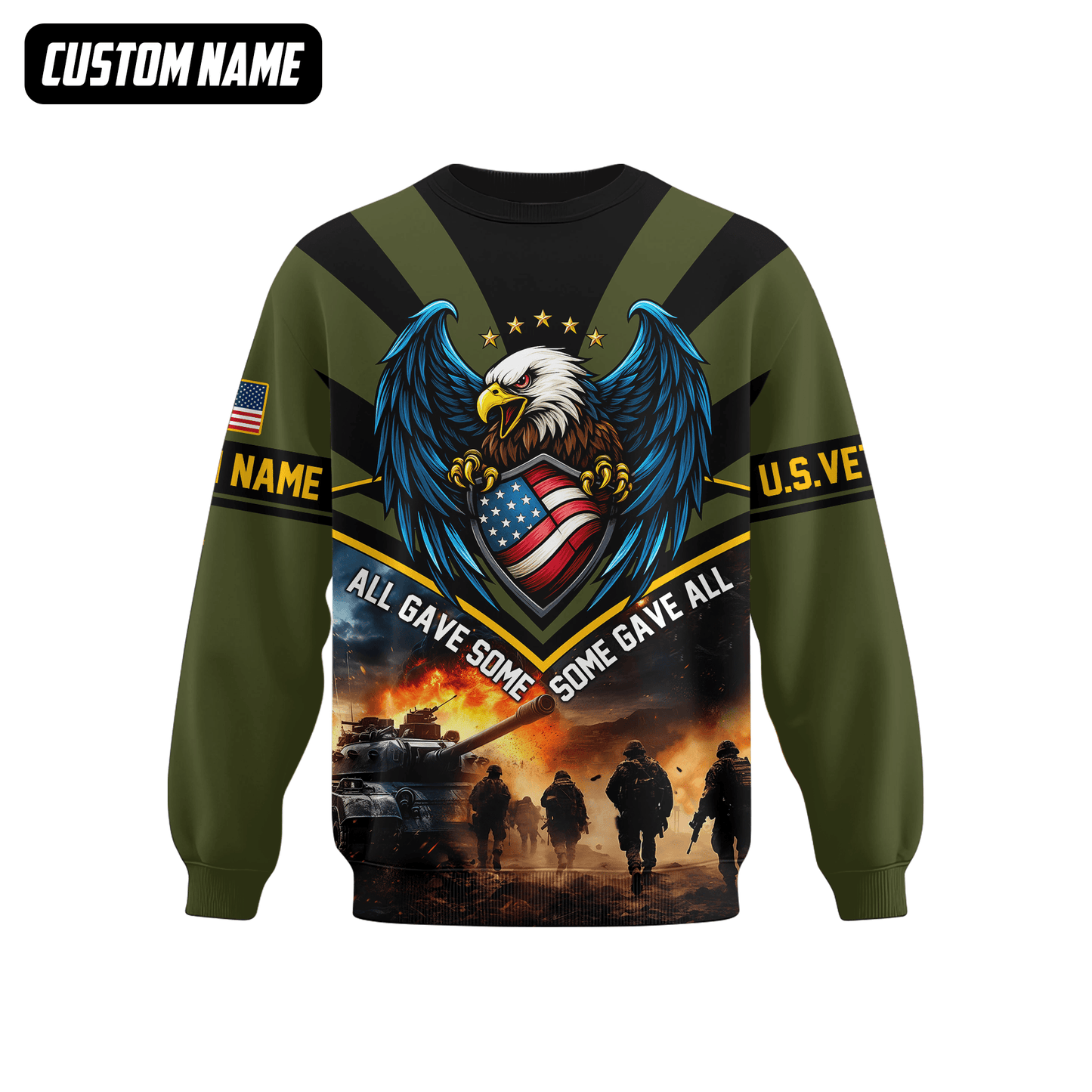 U.S. Veteran Hoodie – All Gave Some Some Gave All, Eagle with Flag Shield Zip Up