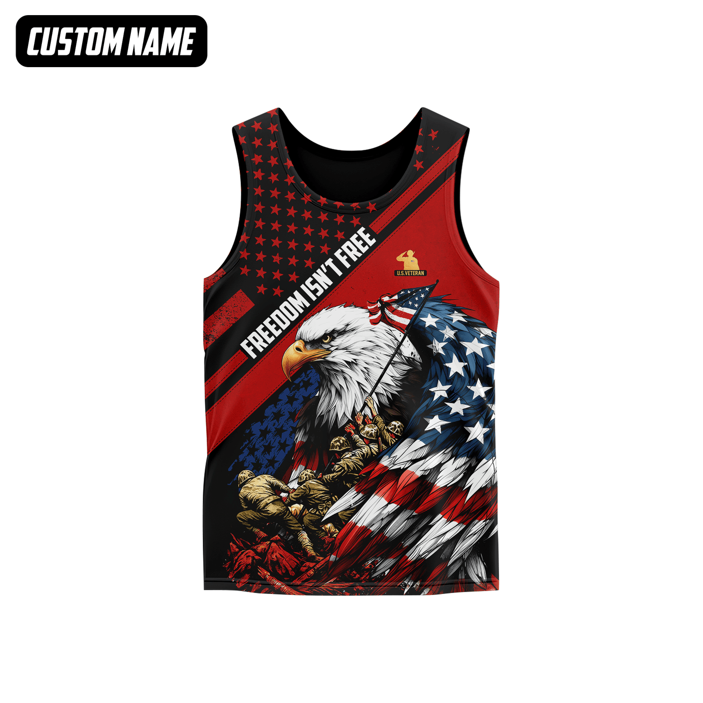 U.S. Veteran Hoodie – Freedom Isn’t Free, Bald Eagle with Flag and Soldiers Design