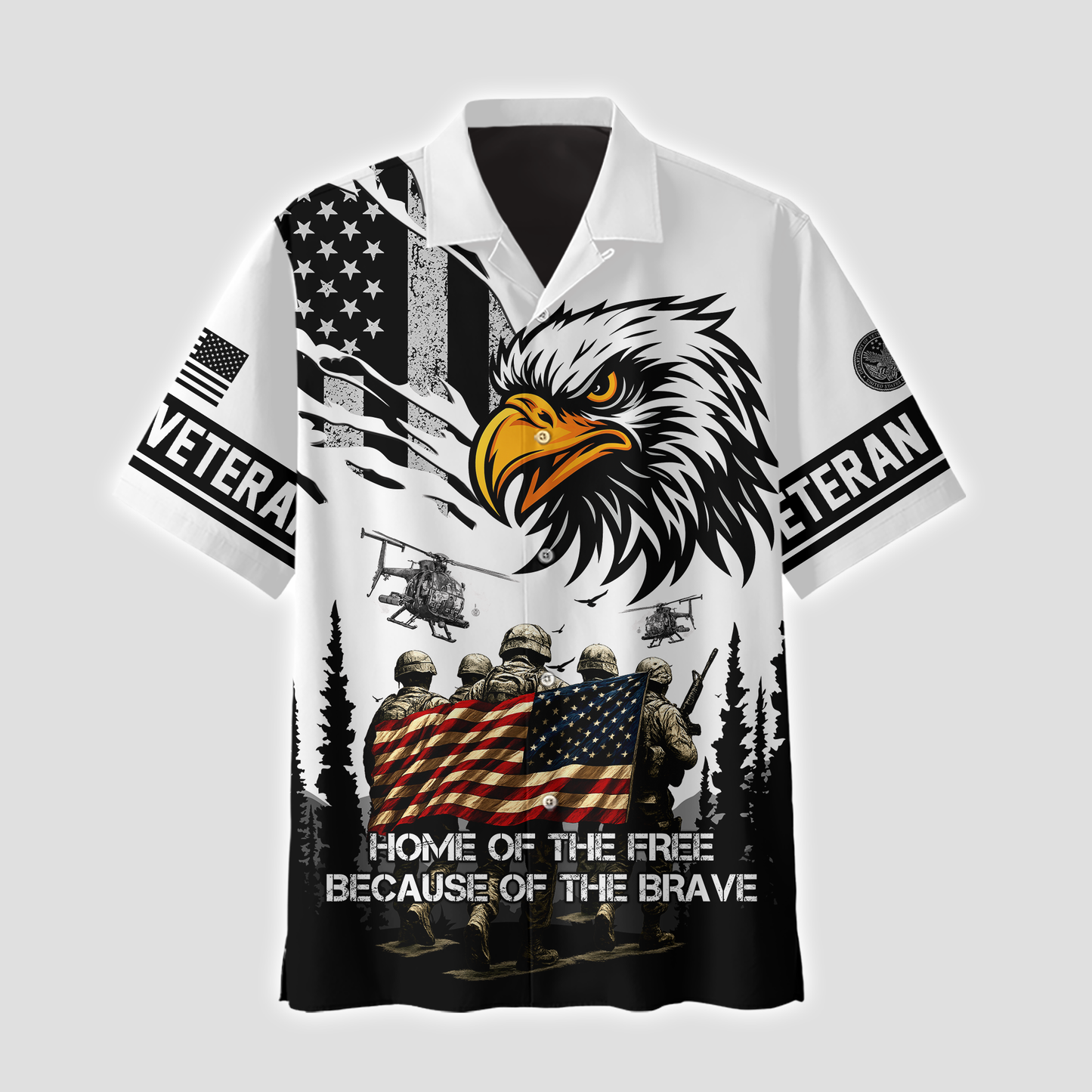 U.S. Veteran Hoodie – Home of the Free Because of the Brave, American Eagle Zip Up
