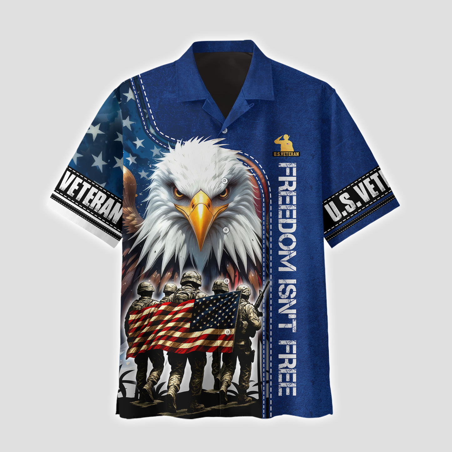 U.S. Veteran Hoodie – Freedom Isn’t Free, American Flag Eagle Design, Patriotic Zip Up