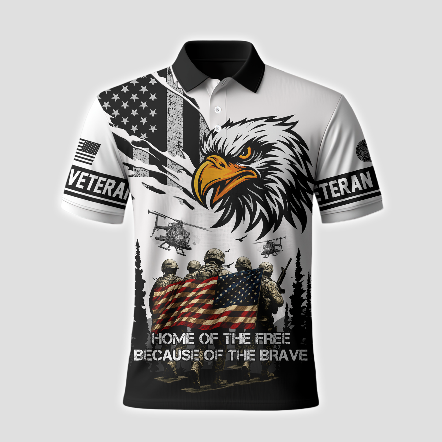 U.S. Veteran Hoodie – Home of the Free Because of the Brave, American Eagle Zip Up