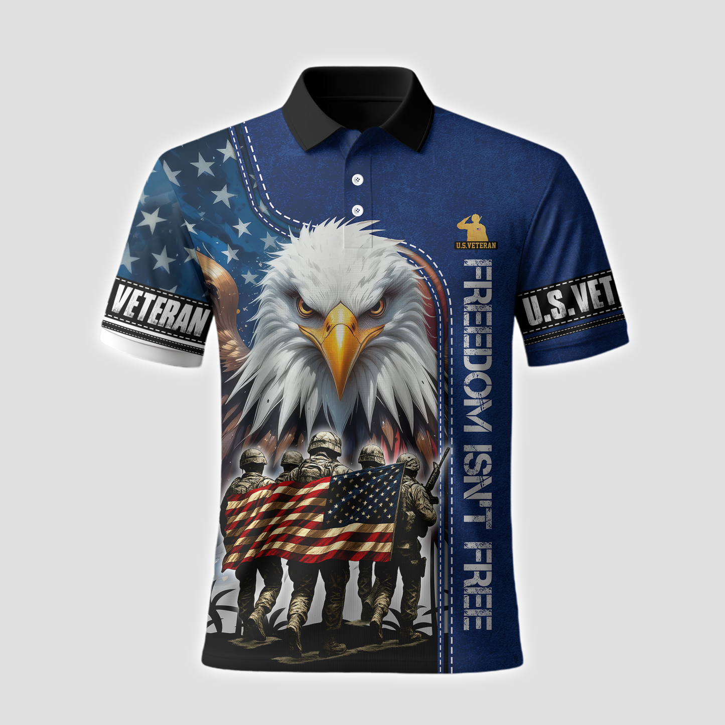 U.S. Veteran Hoodie – Freedom Isn’t Free, American Flag Eagle Design, Patriotic Zip Up