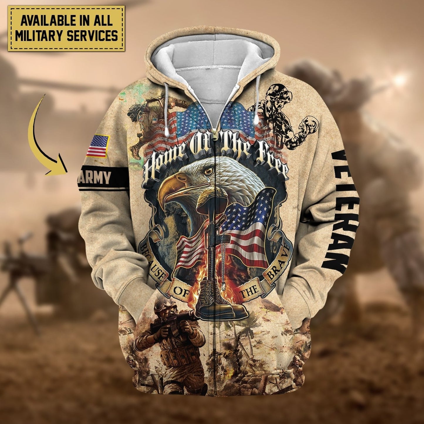 U.S. Veteran Zip Hoodie HA220802 | Patriotic Gift
