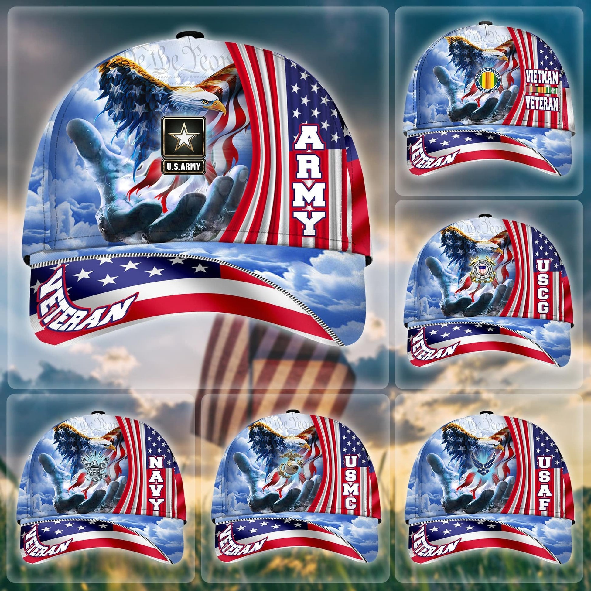 Premium American Pride U.S. Veterans Cap dabc240502 | Veteran Gift