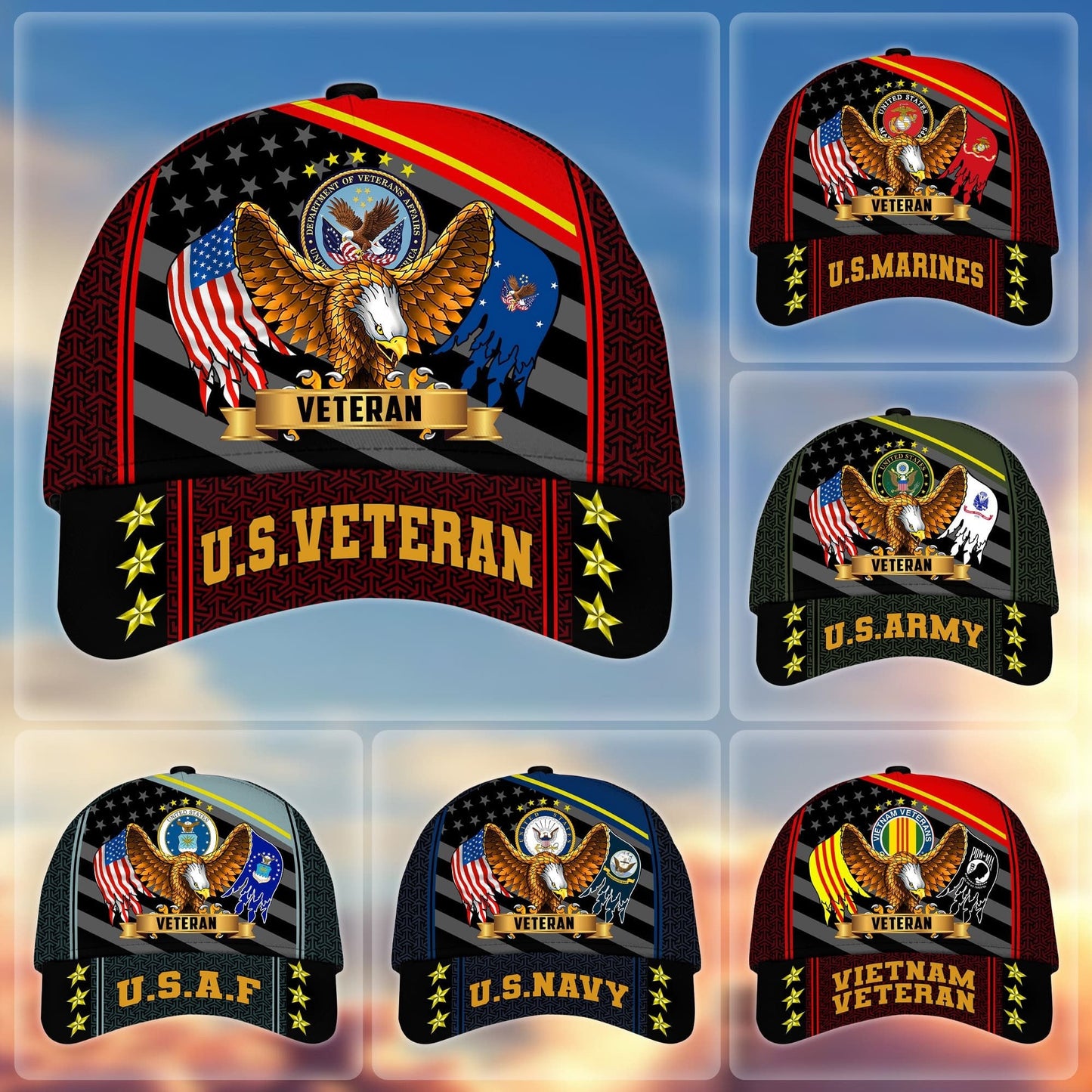 Premium Eagle U.S. Veterans Cap huda200703 | Veteran Gift