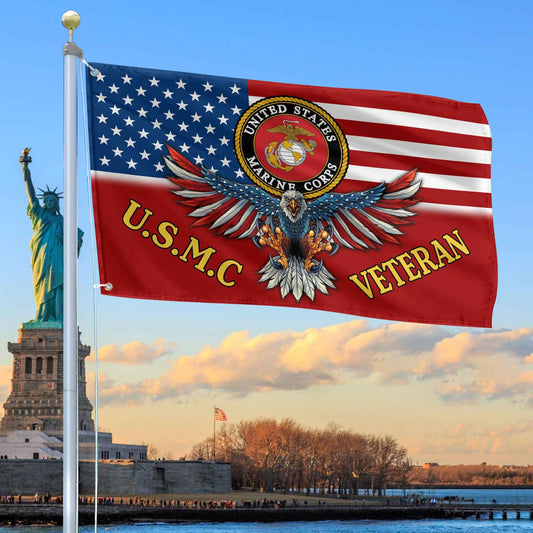 Unique U.S.M.C Veteran Grommet Flag | Veteran Gift