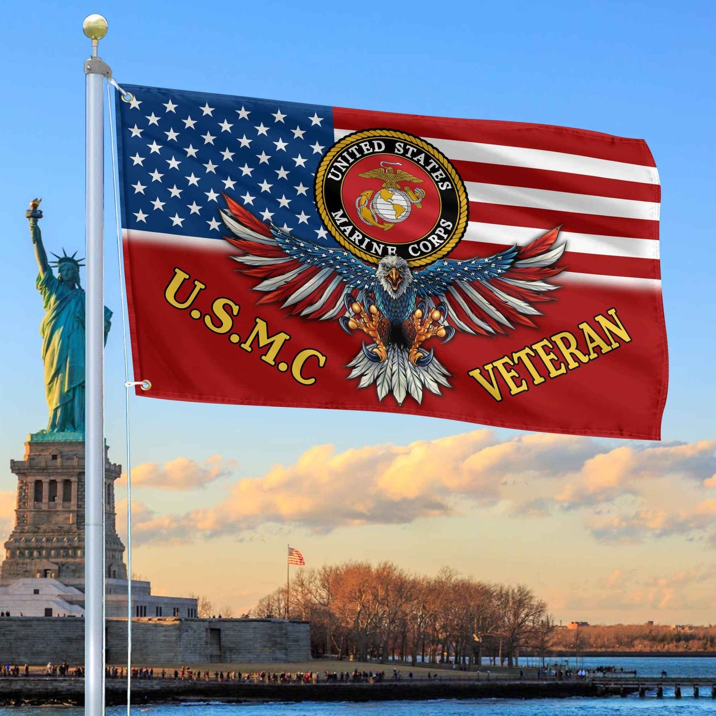 Unique U.S.M.C Veteran Grommet Flag | Veteran Gift
