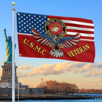 Unique U.S.M.C Veteran Grommet Flag | Veteran Gift