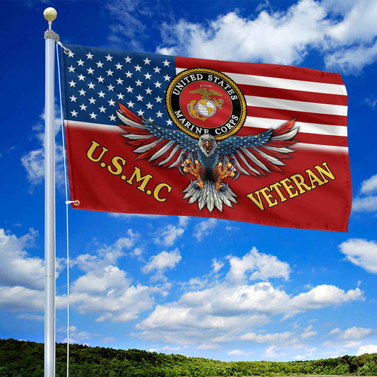 Unique U.S.M.C Veteran Grommet Flag | Veteran Gift