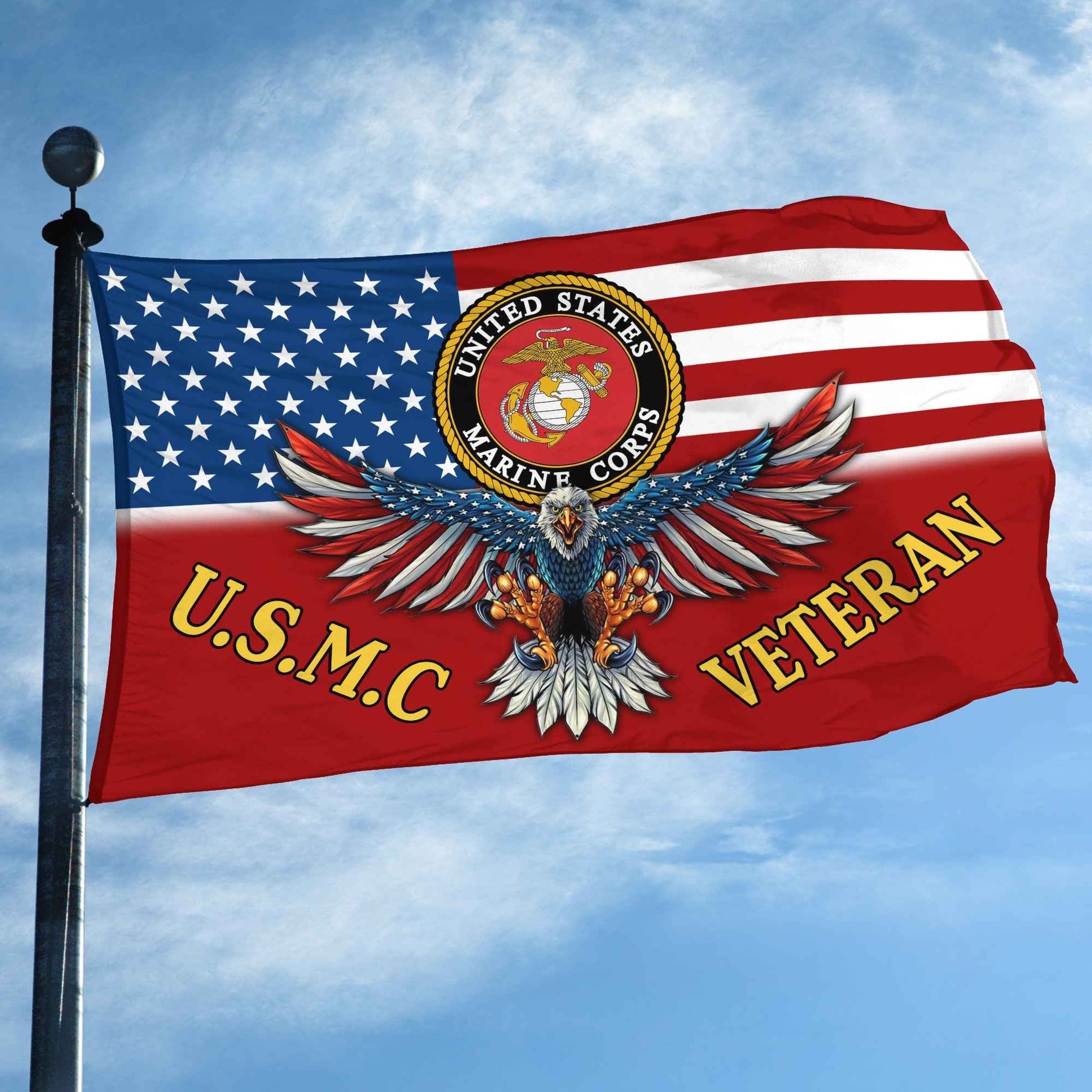Unique U.S.M.C Veteran Grommet Flag | Veteran Gift