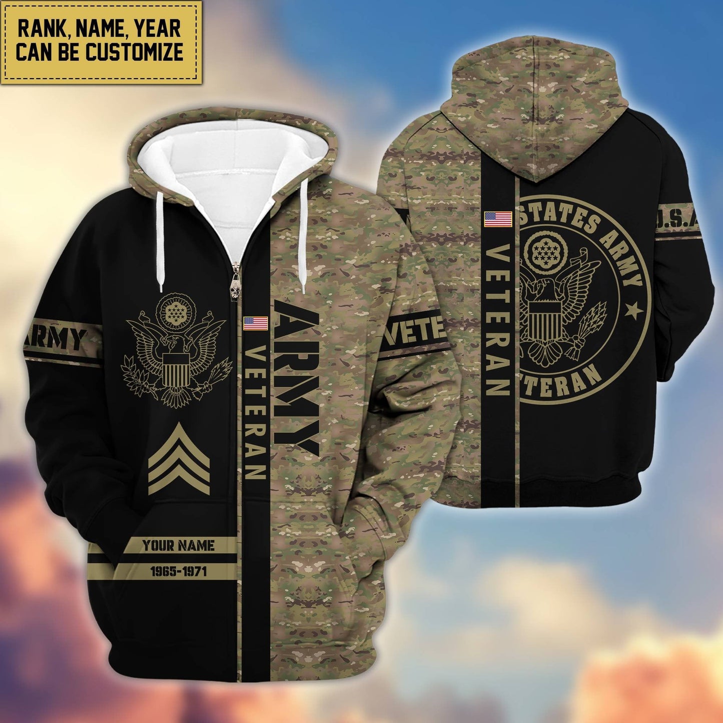 U.S. Veteran Zip Hoodie HB141203 | Patriotic Gift