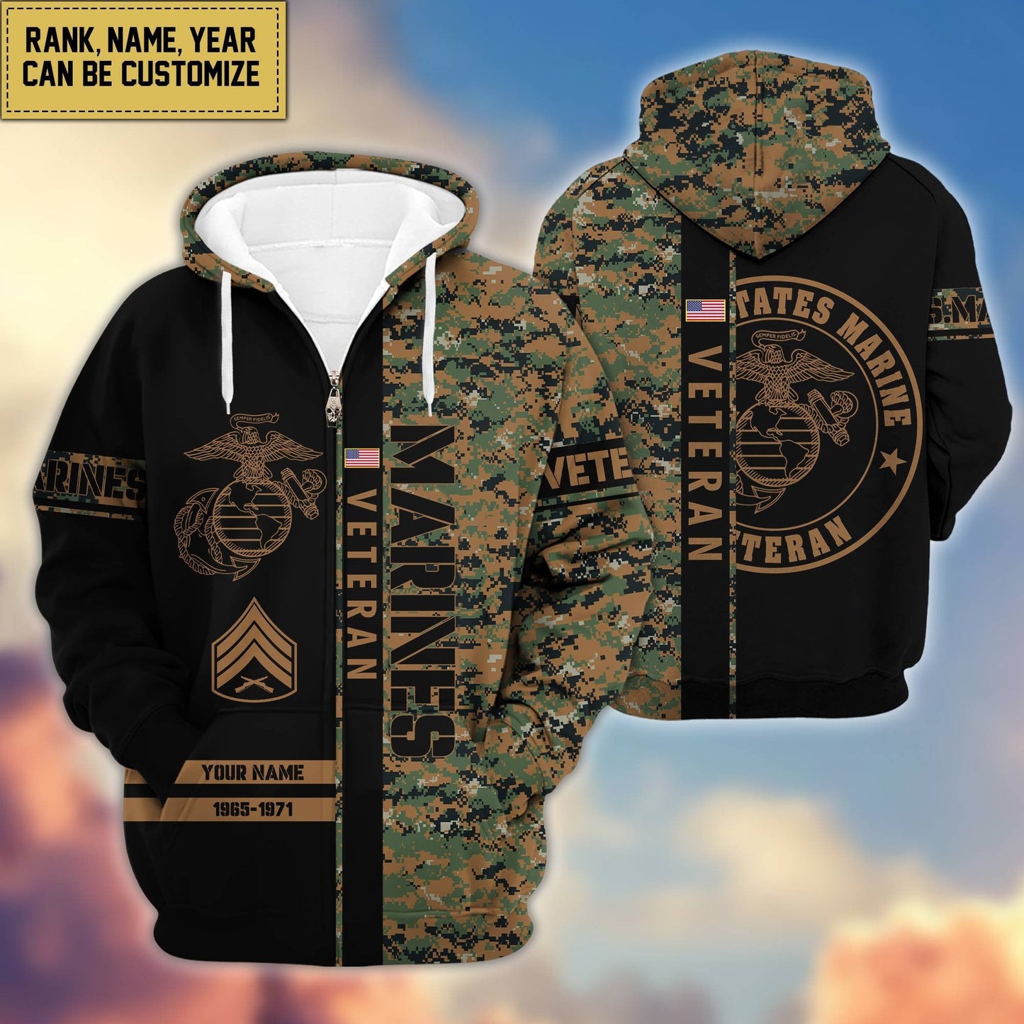 U.S. Veteran Zip Hoodie HB141203 | Patriotic Gift