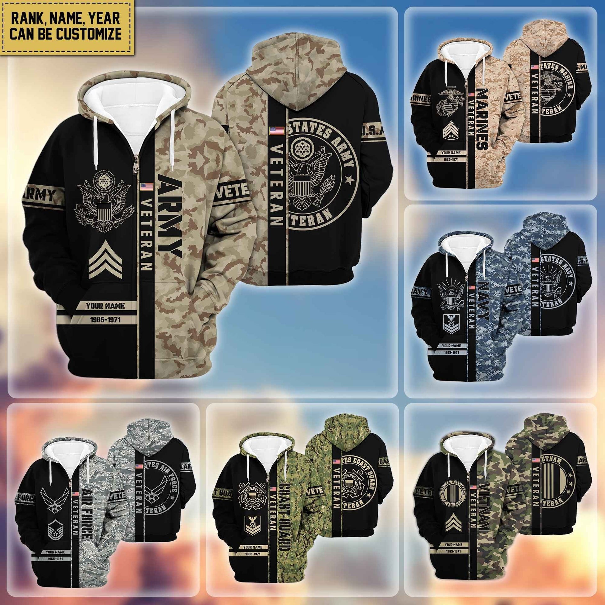 U.S. Veteran Zip Hoodie HB141203 | Patriotic Gift
