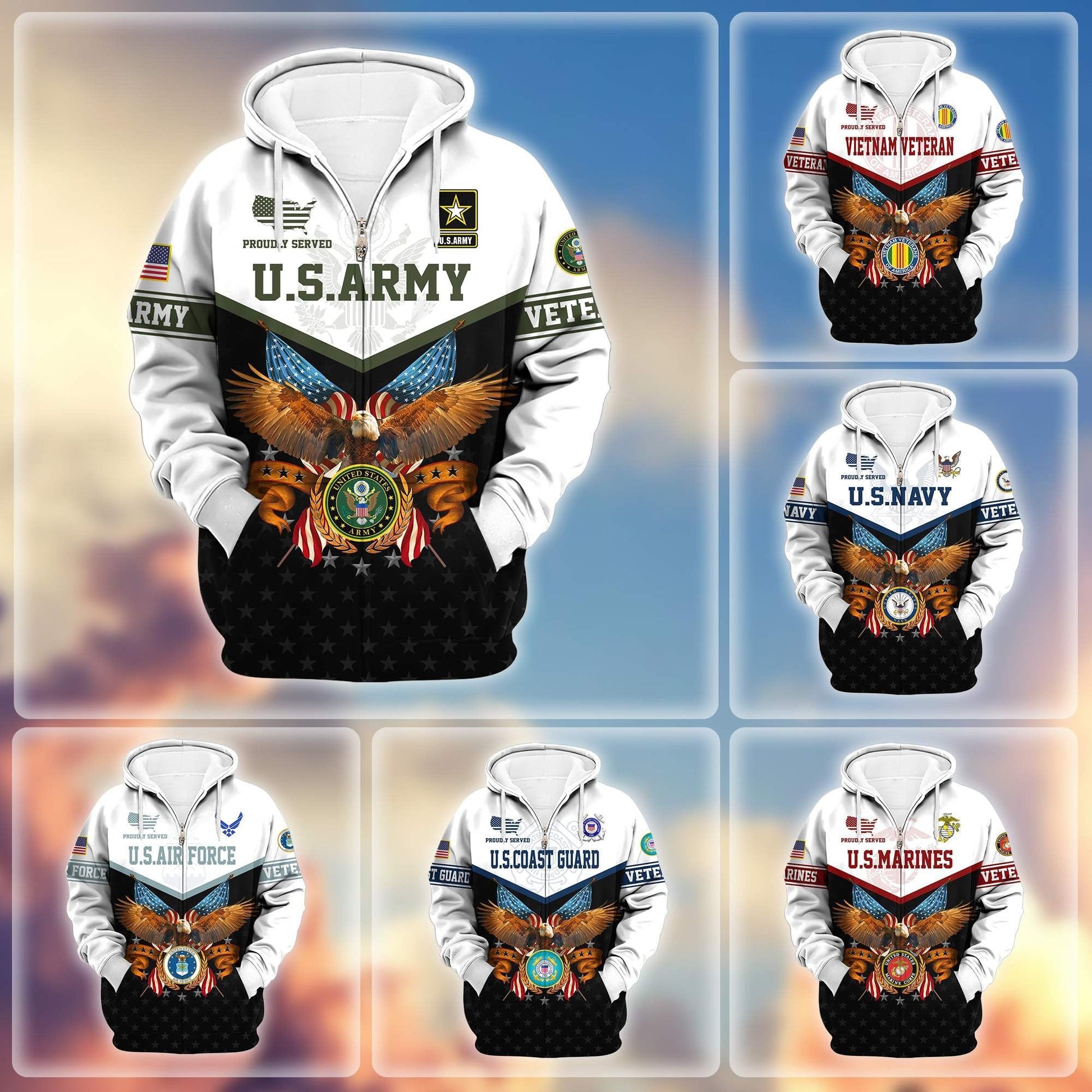 Premium U.S. Veterans Zip Hoodie da130902 | Veteran Gift