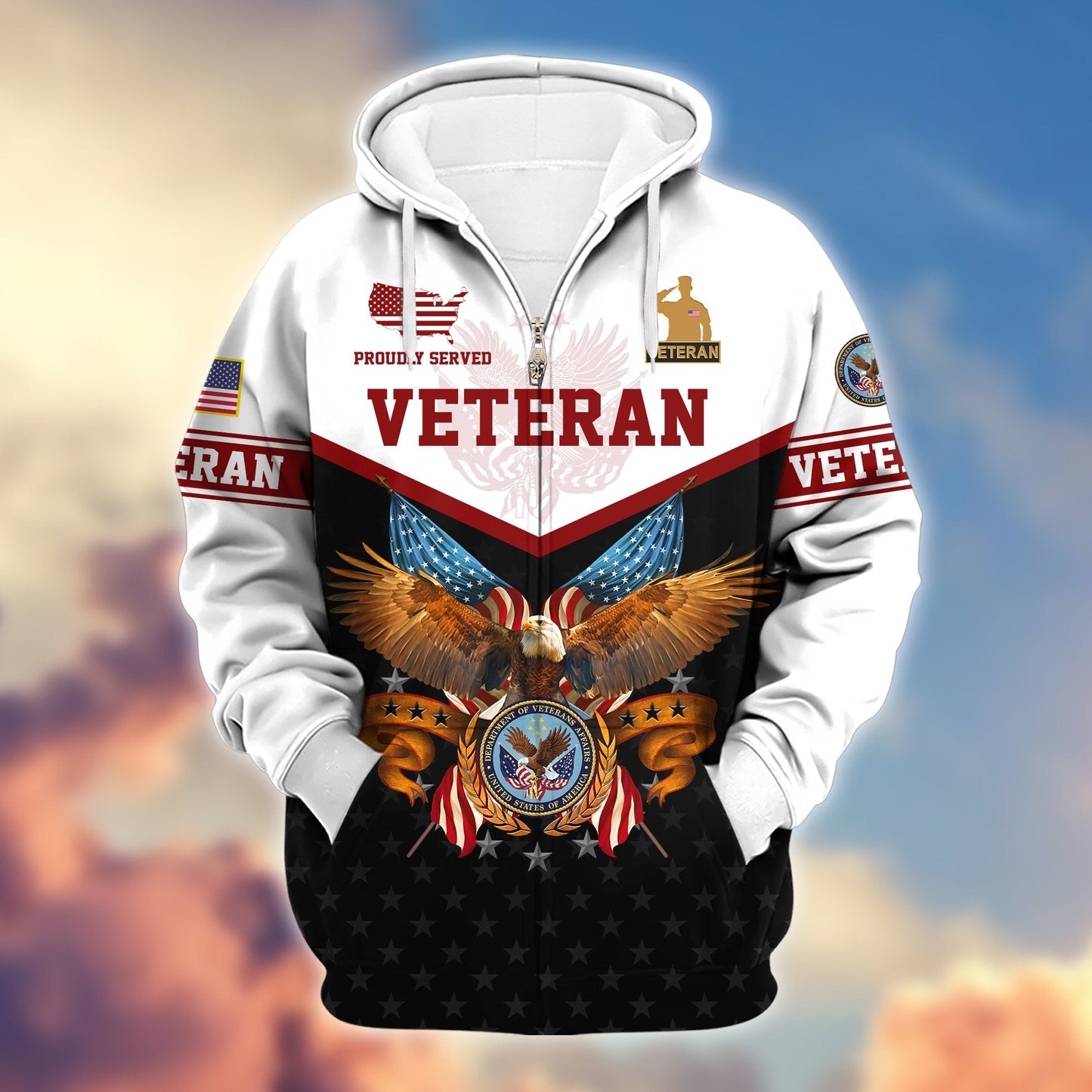 Premium U.S. Veterans Zip Hoodie da130902 | Veteran Gift