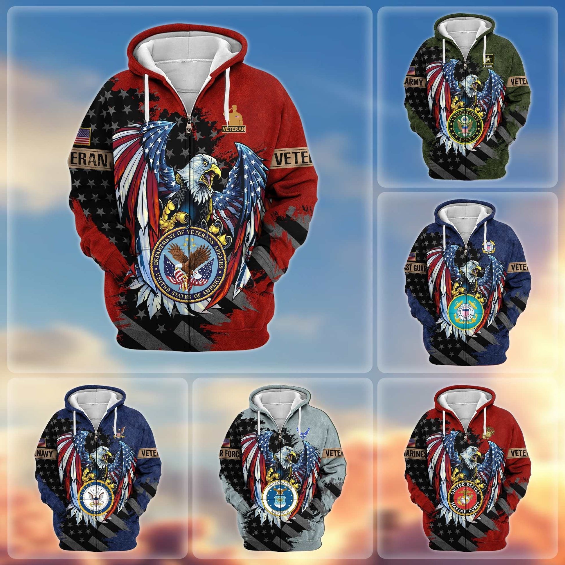 Premium U.S. Veterans Zip Hoodie HG190913 | Veteran Gift
