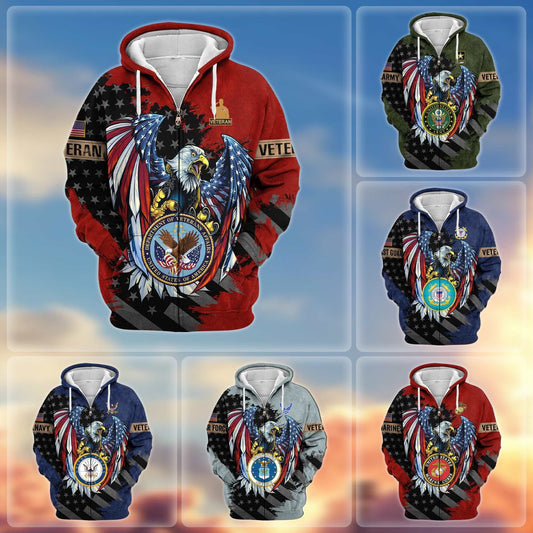 Premium U.S. Veterans Zip Hoodie HG190913 | Veteran Gift