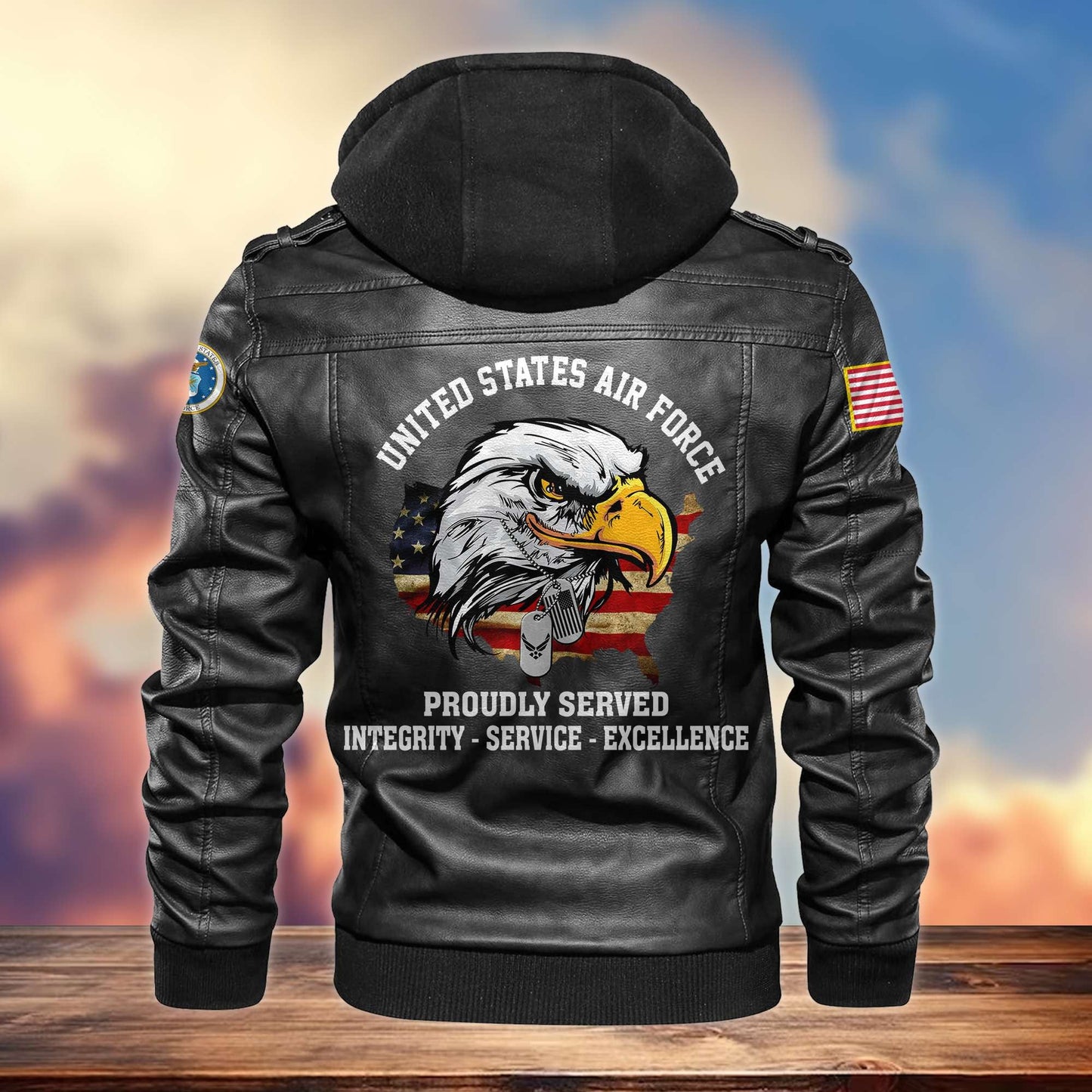 Premium U.S. Veterans Leather Jacket hu300913 | Veteran Gift