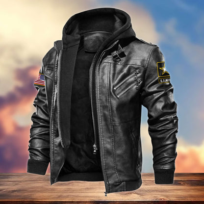 Premium U.S. Veterans Leather Jacket hu300913 | Veteran Gift