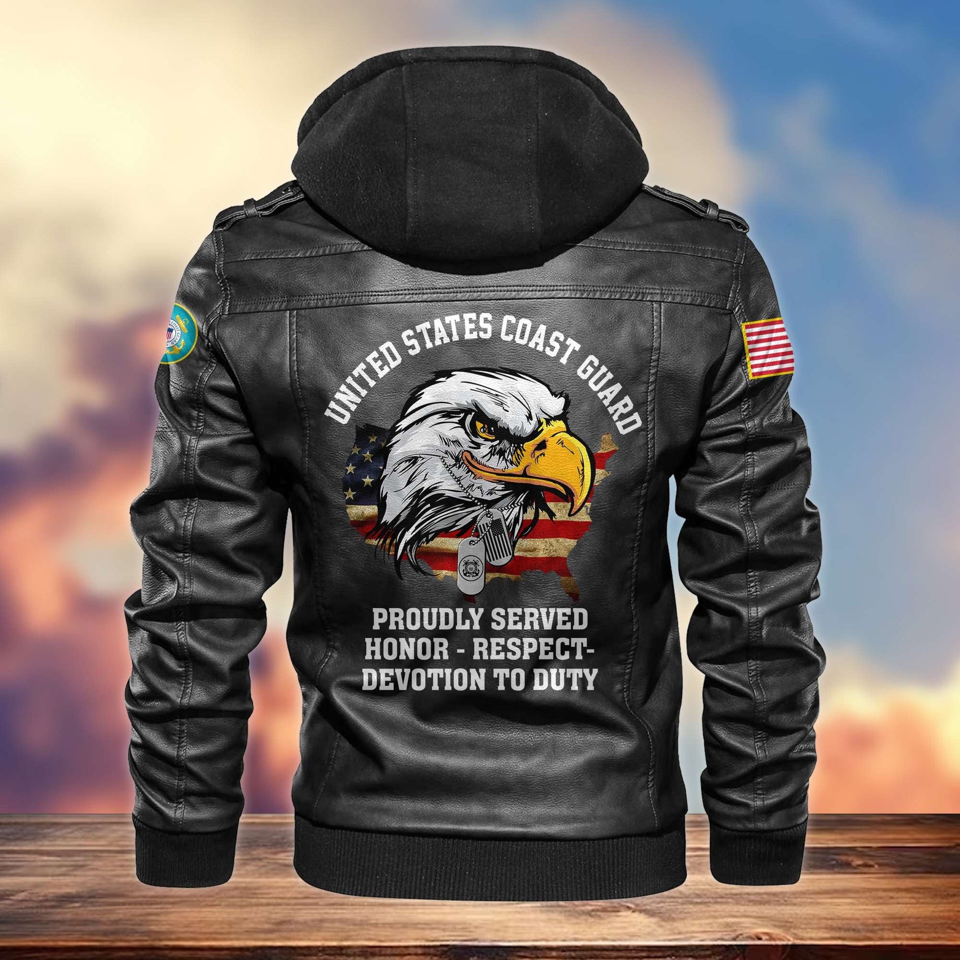 Premium U.S. Veterans Leather Jacket hu300913 | Veteran Gift