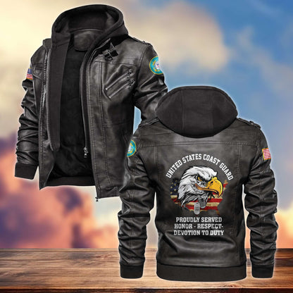 Premium U.S. Veterans Leather Jacket hu300913 | Veteran Gift